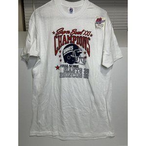 Vintage New York Giants Super Bowl XXI Champions Logo 7 Crewneck T-Shirt XL Scor